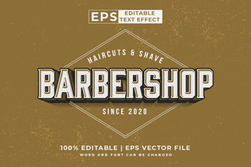 Poster - Editable text effect barbershop logo 3d vintage style premium vector