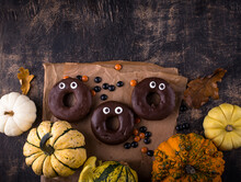 Halloween Festive Donuts With Eyes.