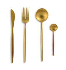 Golden coloured cutlery set