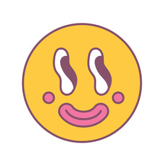 Aufkleber - Psychedelic smile concept. Sticker for social networks. Positivity and optimism. Poster or banner for website. Emoji and emoticon. Feelings, moods and emotions. Cartoon flat vector illustration