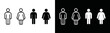 Male or female toilet icon. Restroom door for man or woman sign silhouette