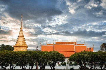 Wall Mural - Wat Chang Kham Chedi in Nan Province, Thailand