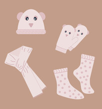 Set Of Pink Winter Clothes