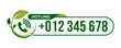 © hanara - Hotline Support Service call number design with green leaf. green vector illustration