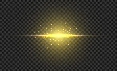 Wall Mural - golden glowing light. gold glow flash with sparcle. vector sunrise effect. realistic shiny beam set