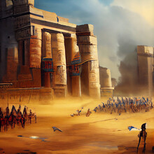 War Between Two Armies Ancient Egyptian, Digital Illustration