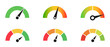 Dashboard colorful speedometer icons set. Vector scale, level of performance. Abstract graphic element concept of tachometer, speedometer, indicators, score. Customer satisfaction scores.