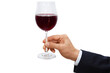 Gesture series: hand holding red wine glass.