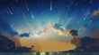 falling star on cloudy afternoon twilight on a beach anime wallpaper high definition