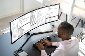 African American Programmer Man Coding