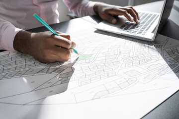 Aufkleber - Cadastre City Building Survey Map