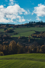 Wall Mural - View towards Ovren and Overnengen at Toten, Norway, in fall.