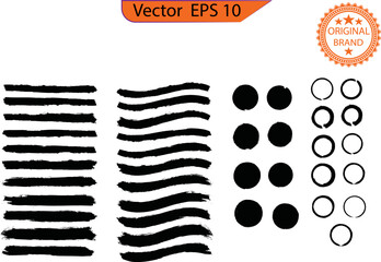 Wall Mural - Black line, grunge brush strokes, ink paint set, EPS 10. Paint brushes. Paint splatter Paint stroke, ink stroke, Black Grunge Paint Banners on transparent background. Original design.