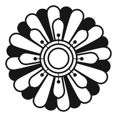 Sticker - Black flower symbol. Botany emblem. Plant icon