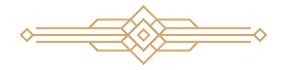 Elegant geometric divider. Vintage golden border in art deco style