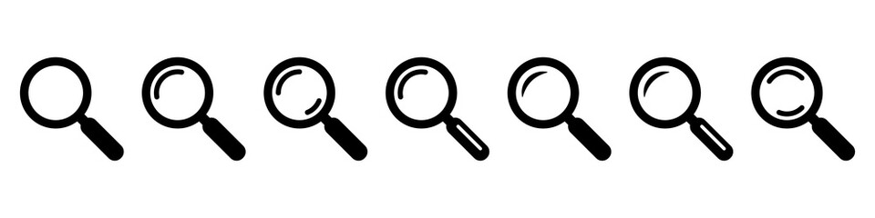 Wall Mural - Magnifying glass icon. Search icon, vector magnifier or loupe sign.