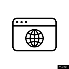 Fototapete - website browser, web browser, domain, webpage vector icon in line style design for website, app, ui,