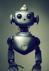 Wall Mural - Amazed robot in love