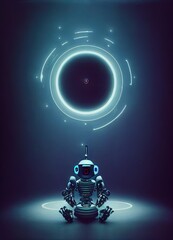 Poster - Robot meditation nirvana, having peace
