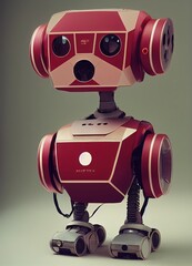 Poster - Cute surprised pet robot dog illustration