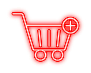 Poster - Add to cart icon. Neon icon. Shopping Cart icon. Vector illustration