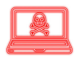 Wall Mural - Cyber attack. Neon icon. Data Phishing with fishing hook, laptop, internet security. Vector stock illustration