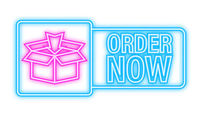Aufkleber - Order now for marketing design. Web, graphic, banner. Website icon symbol. Website template. Neon icon. Vector stock illustration