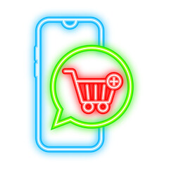 Poster - Add to cart icon. Neon icon. Shopping Cart icon. Vector illustration