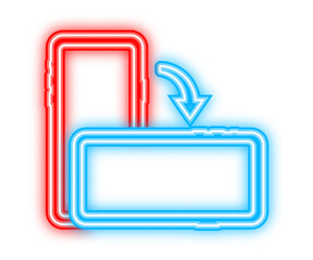 Poster - Rotate smartphone isolated icon. Neon icon. Device rotation symbol. Turn your device. Vector illustration