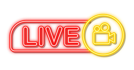 Aufkleber - Live streaming logo. Neon icon. Stream interface. Vector stock illustration