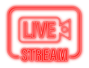 Sticker - Live streaming logo. Neon icon. Stream interface. Vector stock illustration