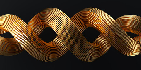 Poster - Abstract Metallic shape on black background. 3d rendering illustration.