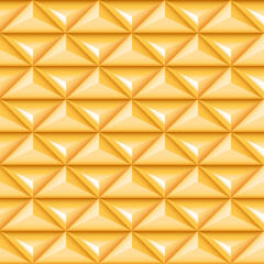 Wall Mural - Seamless gold 3d triangles background. Abstract vector geometric texture pattern.