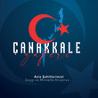 18 mart canakkale zaferi vector illustration. (18 March, Canakkale Victory Day Turkey celebration card.) Turkish national holiday of March 18, 1915 the day the Ottomans Canakkale Victory Monument