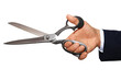 Gesture series: hand holding size scissors.
