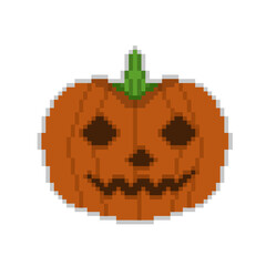 Wall Mural - Pumpkin head halloween concept pixelart icon illustration