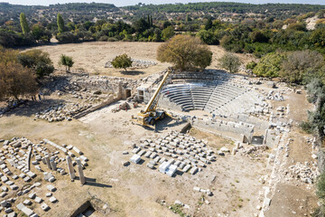 Teos Ancient City Drone Photo, Seferihisar Izmir Turkey