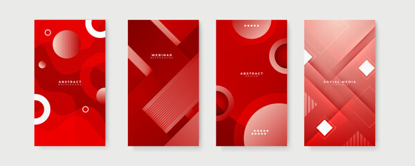 Wall Mural - Red design backgrounds for social media stories. Trendy Memphis design cover. Abstract shape with minimal design. Vector illustration.