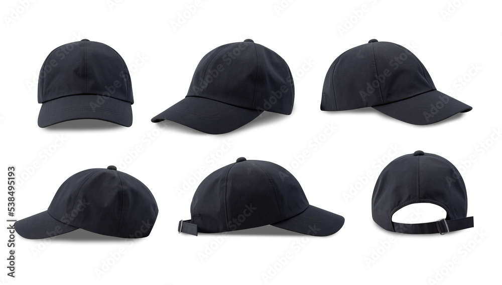 Set of Dark Blue Baseball cap isolated on white background with ...