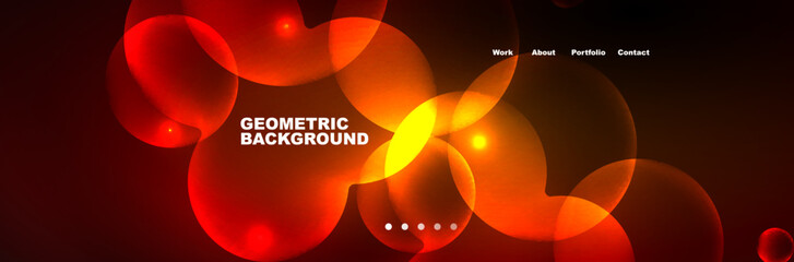 Aufkleber - Neon glowing bubbles, circles magic energy space light concept, abstract background wallpaper design