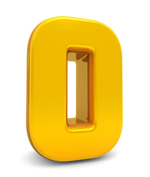 Gold Numbers 0 isolated on white background. Golden 3d numbers. 3d shiny Gold number collection. 3d rendering