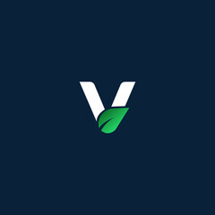 Wall Mural - Green V letter logo design template elements. Modern abstract digital alphabet letter logo. Vector illustration.