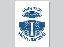 Vintage Lighthouse Typography Poster With Grunge Effect