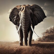 Portrait eines großen Elefanten in der afrikanischen Steppe,generative ai technology