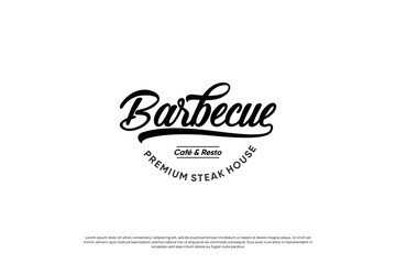 Wall Mural - steak house emblem logotype with vintage style.