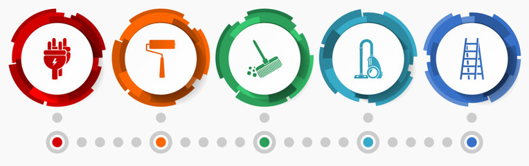 Aufkleber - House services concept vector icon set, flat design web buttons, infographic template