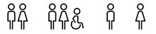 Restroom Icons Representing Men, Women And Wheelchairs