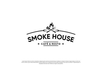 Wall Mural - Steak house logo. Grill Restaurant label. Vintage style design.