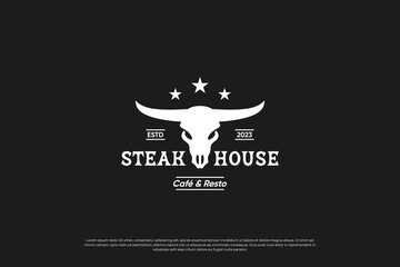 Wall Mural - Steak house, meat store logo design with vintage style.