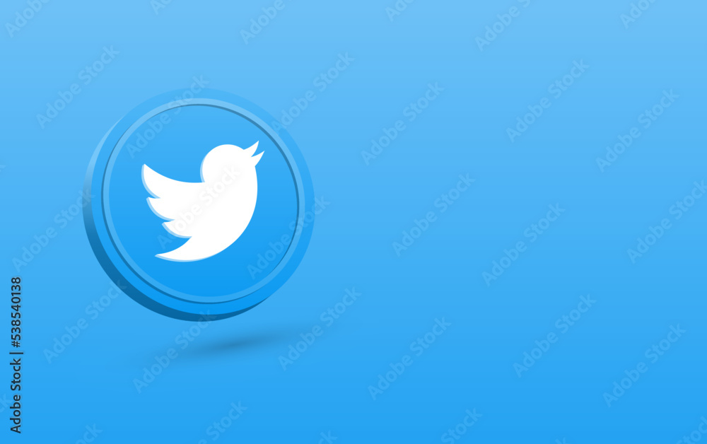 Twitter Icon Vector Logo Button 3d twitter logo isolated on blue background . twitter circle button ...